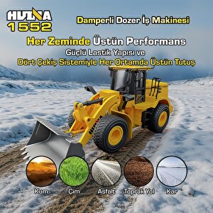 Huina 1552 1/16 11ch Rc Wheel Loader Damper Dozer Kamyon İş Makinesi Kazıcı İnşaat Uzaktan Kumandalı Rc Model Metal Kepçeli -2.4g