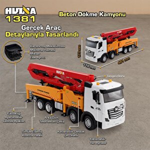 Huina 1381 1/18 11ch Beton Çimento Dökme Kamyonu İş Makinesi İnşaat Uzaktan Kumandalı Rc Model Sarı - 2.4ghz Gerçekçi Similasyon S
