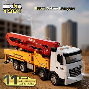 Huina 1381 1/18 11ch Beton Çimento Dökme Kamyonu İş Makinesi İnşaat Uzaktan Kumandalı Rc Model Sarı - 2.4ghz Gerçekçi Similasyon S