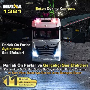 Huina 1381 1/18 11ch Beton Çimento Dökme Kamyonu İş Makinesi İnşaat Uzaktan Kumandalı Rc Model Sarı - 2.4ghz Gerçekçi Similasyon S