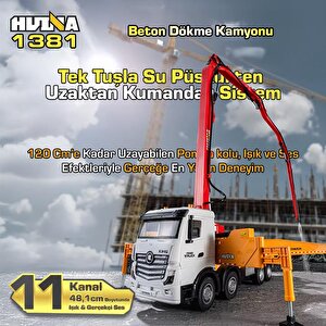 Huina 1381 1/18 11ch Beton Çimento Dökme Kamyonu İş Makinesi İnşaat Uzaktan Kumandalı Rc Model Sarı - 2.4ghz Gerçekçi Similasyon S