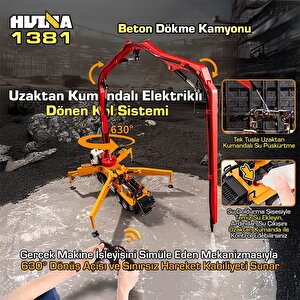 Huina 1381 1/18 11ch Beton Çimento Dökme Kamyonu İş Makinesi İnşaat Uzaktan Kumandalı Rc Model Sarı - 2.4ghz Gerçekçi Similasyon S