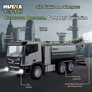 Huina 1316 1/18 Rc Sis Püskürtme Kamyonu İş Makinesi İnşaat Uzaktan Kumandalı Rc Model - 2.4ghz Gerçekçi Similasyon Ses Ve Işık Si