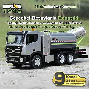 Huina 1316 1/18 Rc Sis Püskürtme Kamyonu İş Makinesi İnşaat Uzaktan Kumandalı Rc Model - 2.4ghz Gerçekçi Similasyon Ses Ve Işık Si