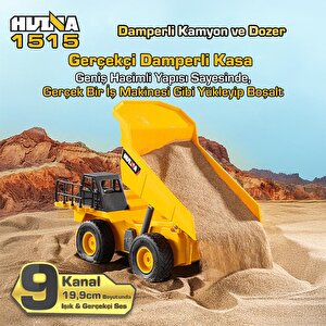 Huina 1515 1/24 9ch Rc Damperli Kamyon & Wheel Loader Dozer Kazıcı Set İş Makinesi İnşaat Uzaktan Kumandalı Rc Model Metal Kepçeli