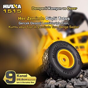 Huina 1515 1/24 9ch Rc Damperli Kamyon & Wheel Loader Dozer Kazıcı Set İş Makinesi İnşaat Uzaktan Kumandalı Rc Model Metal Kepçeli