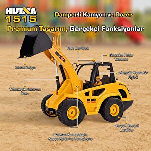 Huina 1515 1/24 9ch Rc Damperli Kamyon & Wheel Loader Dozer Kazıcı Set İş Makinesi İnşaat Uzaktan Kumandalı Rc Model Metal Kepçeli