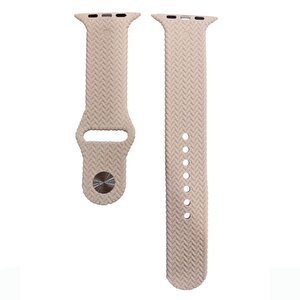 Schitec 42-49mm Yeni Nesil Apple Uyumlu Hasır Görünümlü Akıllı Saat Kordonu Silikon Krem