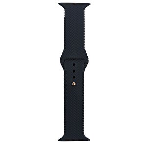 Schitec 42-49mm Yeni Nesil Apple Uyumlu Hasır Görünümlü Akıllı Saat Kordonu Silikon Lacivert