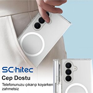 Schitec Samsung Galaxy Z Flip 6 Magsafe Özellikli Şeffaf Kılıf