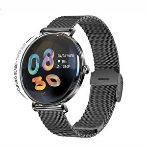 Amoled Ekran Super Slim Tasarım Waterproof 3 Kordonlu Akıllı Saat Siyah Teko18