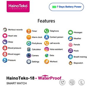 Haino Teko Amoled Ekran Super Slim Tasarım Waterproof 3 Kordonlu Akıllı Saat Siyah Teko18