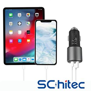 Schitec Usb-a 55w / Pd20w Çift Çıkışlı Süper Hızlı Araç Şarj Aleti Başlığı Ot704