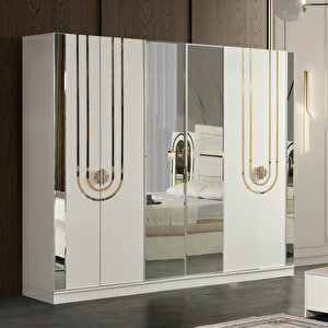 Safir 6 Kapaklı Aynalı Gardırop Mdf