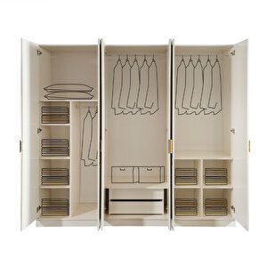 Edsy Home Safir 6 Kapaklı Aynalı Gardırop Mdf