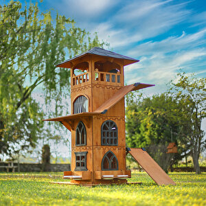 “mandu” Ahşap 4 Katlı Teraslı Kedi Evi (tırmalama + Mama Kaplı)