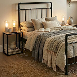 Odin Tek Kişilik Metal Karyola-siyah (ahşap Latali) 90x200 cm