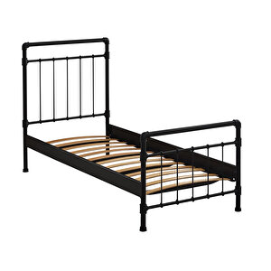 Odin Tek Kişilik Metal Karyola-siyah (ahşap Latali)