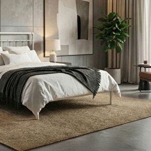 Odin-s Çift Kişilik Metal Karyola-beyaz (ahşap Latali) 140x190 cm