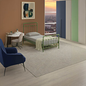 Odin Tek Kişilik Metal Karyola-yeşil (ahşap Latali) 90x200 cm