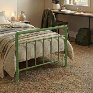 Odin Tek Kişilik Metal Karyola-yeşil (ahşap Latali)