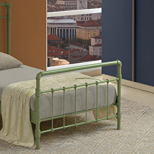 Odin Tek Kişilik Metal Karyola-yeşil (ahşap Latali)