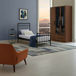 Odin Tek Kişilik Metal Karyola-siyah (ahşap Latali) 120x200 cm