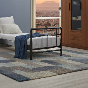 Odin Tek Kişilik Metal Karyola-siyah (ahşap Latali) 120x200 cm