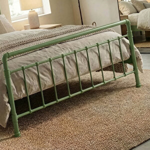 Odin Çift Kişilik Metal Karyola-yeşil (ahşap Latali)