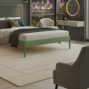 Odin-s Çift Kişilik Metal Karyola-yeşil (ahşap Latali) 140x190 cm