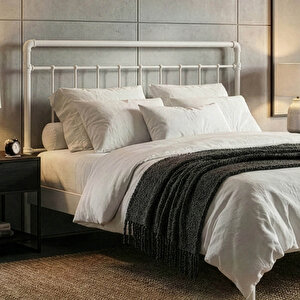 Odin-s Çift Kişilik Metal Karyola-beyaz (ahşap Latali) 140x200 cm