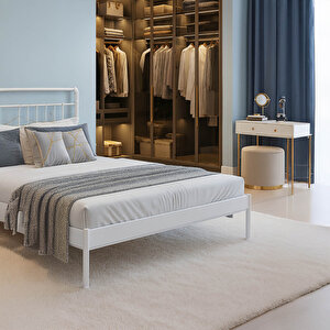 Odin-s Çift Kişilik Metal Karyola-beyaz (ahşap Latali) 140x200 cm