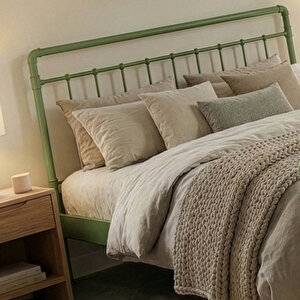 Odin Çift Kişilik Metal Karyola-yeşil (ahşap Latali) 140x190 cm