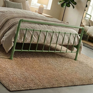 Odin Çift Kişilik Metal Karyola-yeşil (ahşap Latali) 140x190 cm