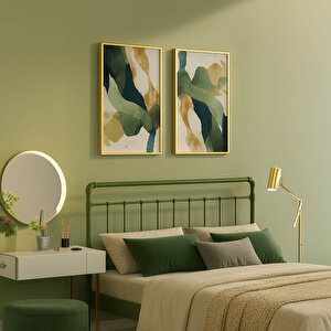 Odin Çift Kişilik Metal Karyola-yeşil (ahşap Latali)