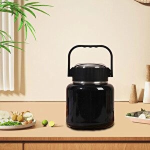 Çelik Mama Termosu Sıcak Veya Soğuk Yiyecekler Için Öğle Yemeği Termosu 500 Ml, Siyah