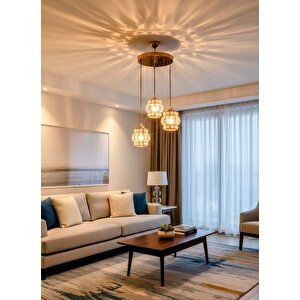 Duru Aydınlatma Lüx Kristal Gold Taşlı Avize