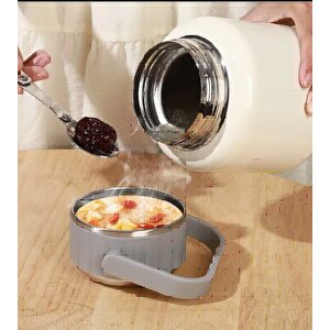 Çelik Mama Termosu Sıcak Veya Soğuk Yiyecekler Için Öğle Yemeği Termosu 900 Ml, Beyaz Beyaz