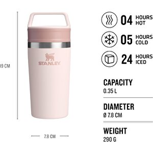 Cafe To Go Termos Bardak, 0.35 Litre, Pembe Kuvars