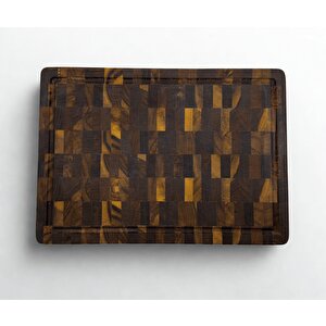 Tik Chef Kesme Tahtası Large Boy Endgrain 35×25×4 Cm Masif Ahşap Doğrama Tahtası Sunum Tahtası
