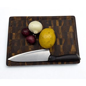 3lü Chef Kesme Tahtası Seti Akasya-tik Ağacı Endgrain Doğrama Tahtası Sunum Tahtası