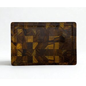 Tik Chef Kesme Tahtası Medium Boy Endgrain 30×20×3 Cm Masif Ahşap Doğrama Tahtası Sunum Tahtası