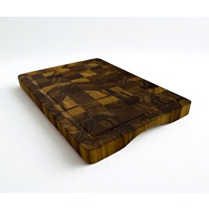Tik Chef Kesme Tahtası Medium Boy Endgrain 30×20×3 Cm Masif Ahşap Doğrama Tahtası Sunum Tahtası