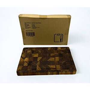 Tik Chef Kesme Tahtası Medium Boy Endgrain 30×20×3 Cm Masif Ahşap Doğrama Tahtası Sunum Tahtası