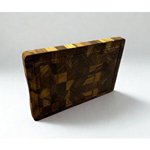 Tik Chef Kesme Tahtası Medium Boy Endgrain 30×20×3 Cm Masif Ahşap Doğrama Tahtası Sunum Tahtası