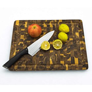 Akasya Kesme Tahtası Xlarge Boy Endgrain 40x32x3 Cm Masif Ahşap Doğrama Tahtası Sunum Tahtası