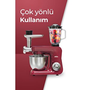 Sinbo Smx-2775 Çok Amaçlı 3ın1 Mutfak Şefi Hamur Yoğurma Kıyma Makinesi Sürahi Blender 1500w Kırmızı