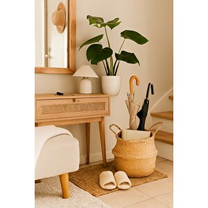 Doğal Rattan El Örgüsü Hasır Sepet | Bohem Flådis Tarz Dekoratif Saklama Sepeti