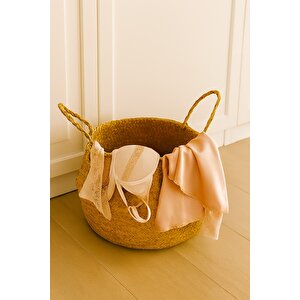 Doğal Rattan El Örgüsü Hasır Sepet | Bohem Flådis Tarz Dekoratif Saklama Sepeti