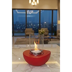 Meta Kırmızı Biyoetanol Masaüstü Şömine - 1 Lt Copart Yakıt Hediye